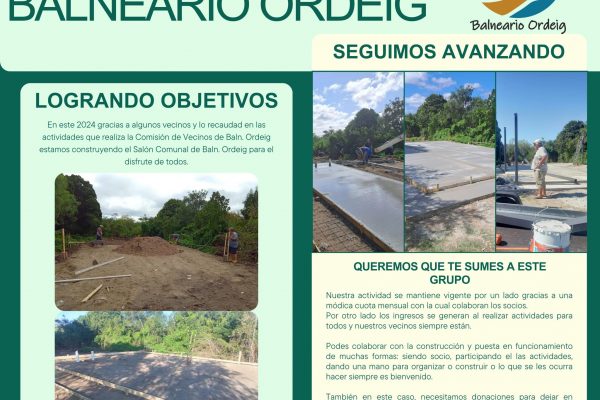 Construcción del Salón Comunal de Ordeig.
